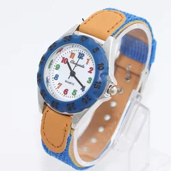 Beautiful Boys Girls Quartz Watch Kids Children's Fabric Strap Student Time Clock Wristwatch Colorful Number Dial birthday Gifts