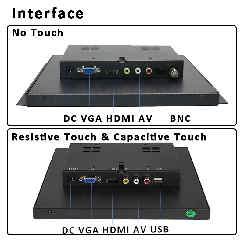 Imagem -04 - Monitor do Lcd do Quadro Aberto Exposição Industrial do Tela Táctil Hdmi Bnc Vga Usb Porto do Avoirdupois 600lêndeas 1024x768 Brilho Alto