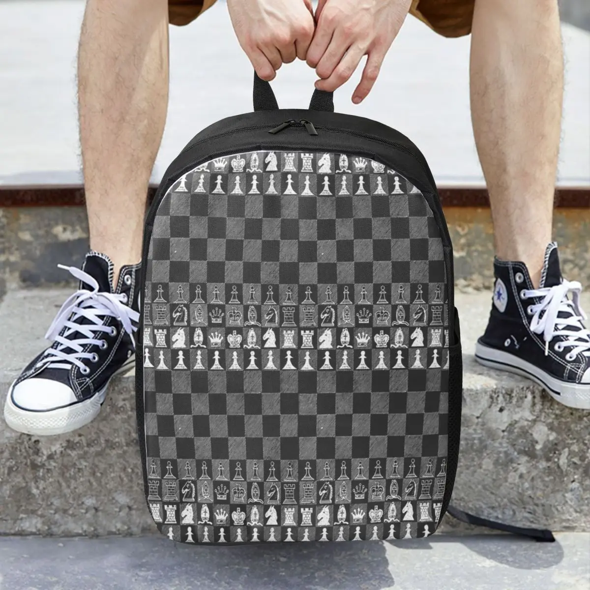 พัดลมหมากรุกผู้เล่น Grand Master Of Chess ผู้หญิงกระเป๋าเป้สะพายหลังชายหญิง Bookbag เด็กโรงเรียนกระเป๋าแบบพกพา Rucksack ไหล่กระเป๋า