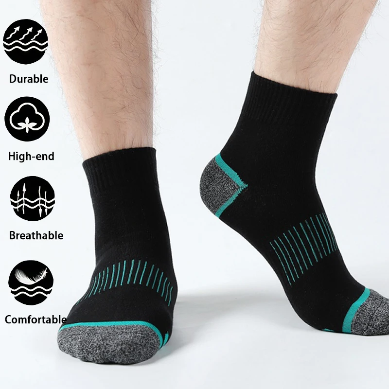 5 Pairs Men's Premium Sports Socks  High-Quality Cotton Soft Comfortable Sweat-Absorbent Breathable for Outdoor Activities