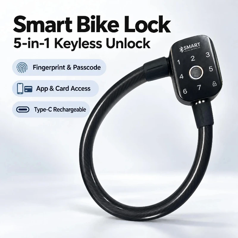 FALEISTON Smart Fingerprint Chain Lock for Bicyle E-Bike IC Card Password Unlock Outdoor Compact Anti-theft Lock