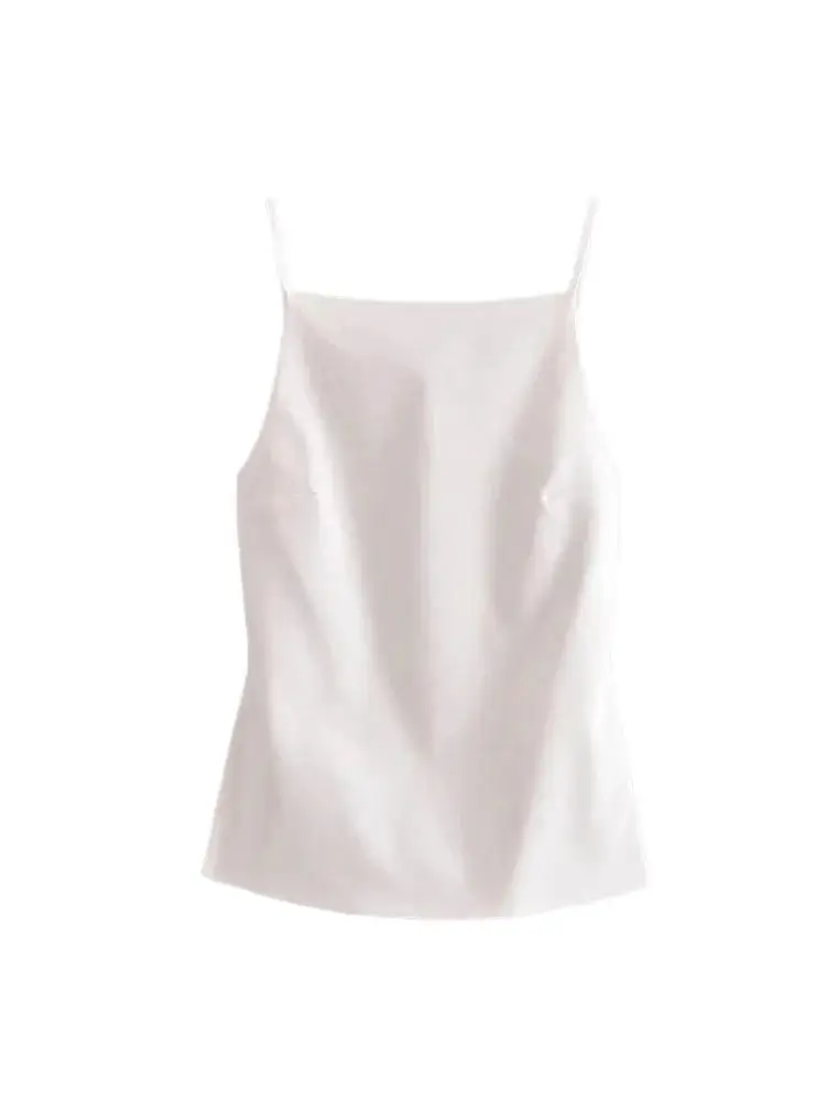 TRZA-Backless Tank Tops for Women, Thin Straps, Straight Neck, Sleeveless, Female Camis, Sexy Fashion image 4
