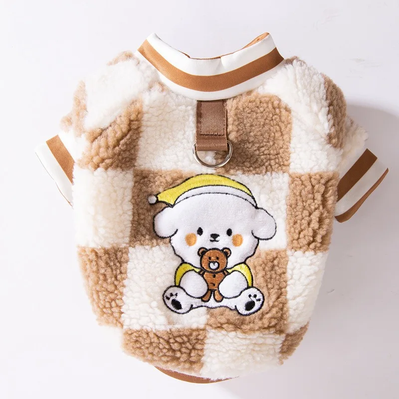 Nieuwe Geruite Pluche Hondengilet Winter Puppy Kleding Koreaanse Versie Van De Beer Fluwelen Jas Kat Teddy Warme Kleding