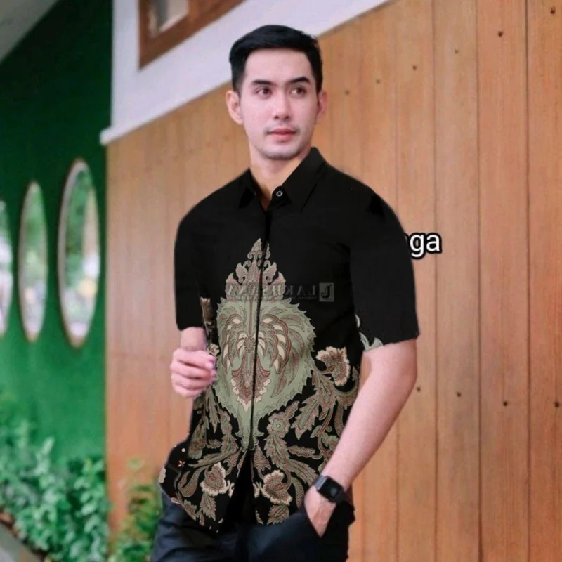 Summer short sleeve batik shirt men latest designs casual Pekalongan uniform motifs exclusive 2025 new arrivals