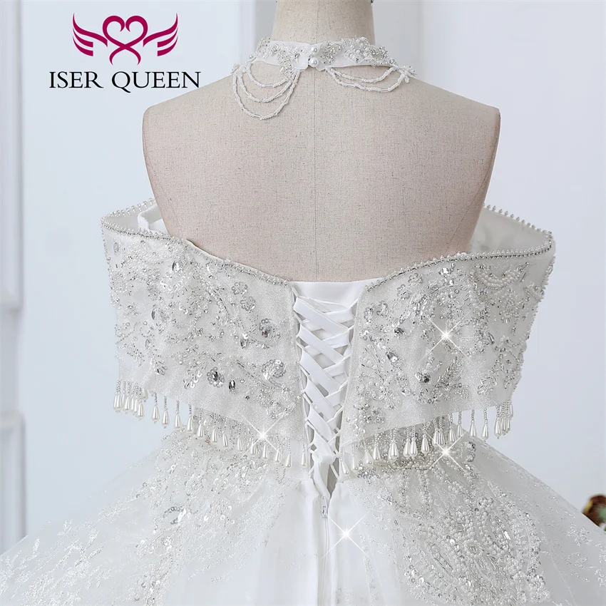 Customized Detechable Necklace Europe Luxury Wedding Dresses 2025 Ivory And Champage Gilter Tulle  Bride Dress Women WX0371 image 5