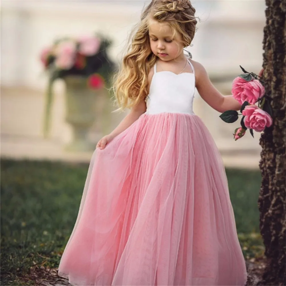 Lovely Ruffles Flower Girl Dresses Ball Gown Crystal Kids Princess For Weddings Party Pageant Gowns Customize Ceremony