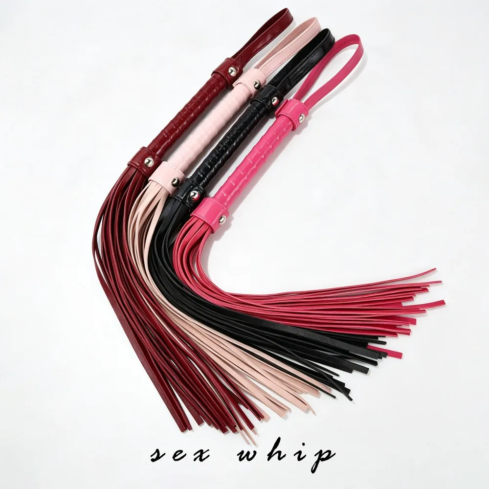 High Quality Pu Leather Pimp Whip Racing Riding Crop Party Flogger Hand Cuffs Queen Black Horse Riding Whip Adult Sexy Horsewhip 2