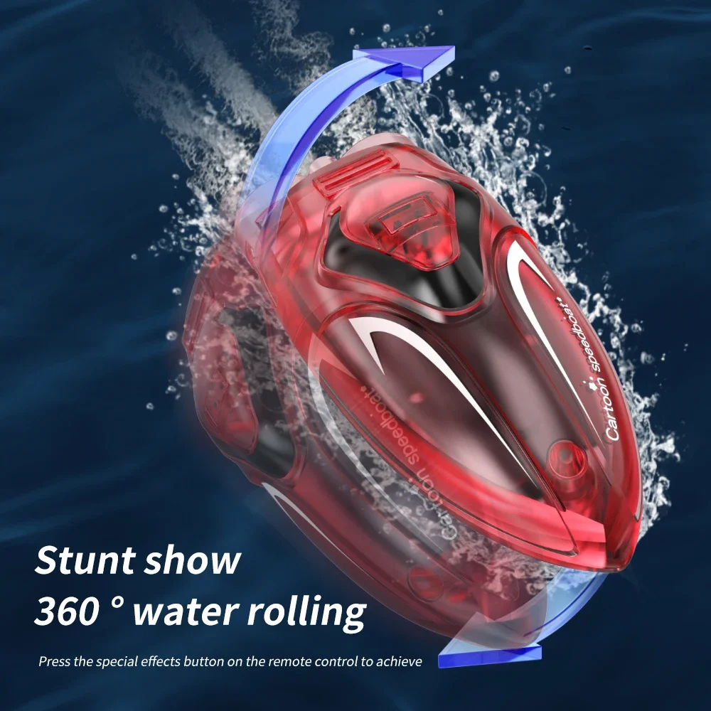 เรือบังคับวิทยุขนาดเล็ก 2.4G รุ่นการ์ตูน: เรือสปีดโบ๊ทกันน้ำพร้อมไฟสุดเท่ - เรือบังคับแบบพกพาและของขวัญสำหรับเด็ก