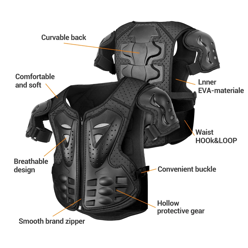 Motorcycle Armor For Kid's Chest Vest Protection Outdoor Sport Motocross Body Armor Riding Protective Gears Height 110-160CM