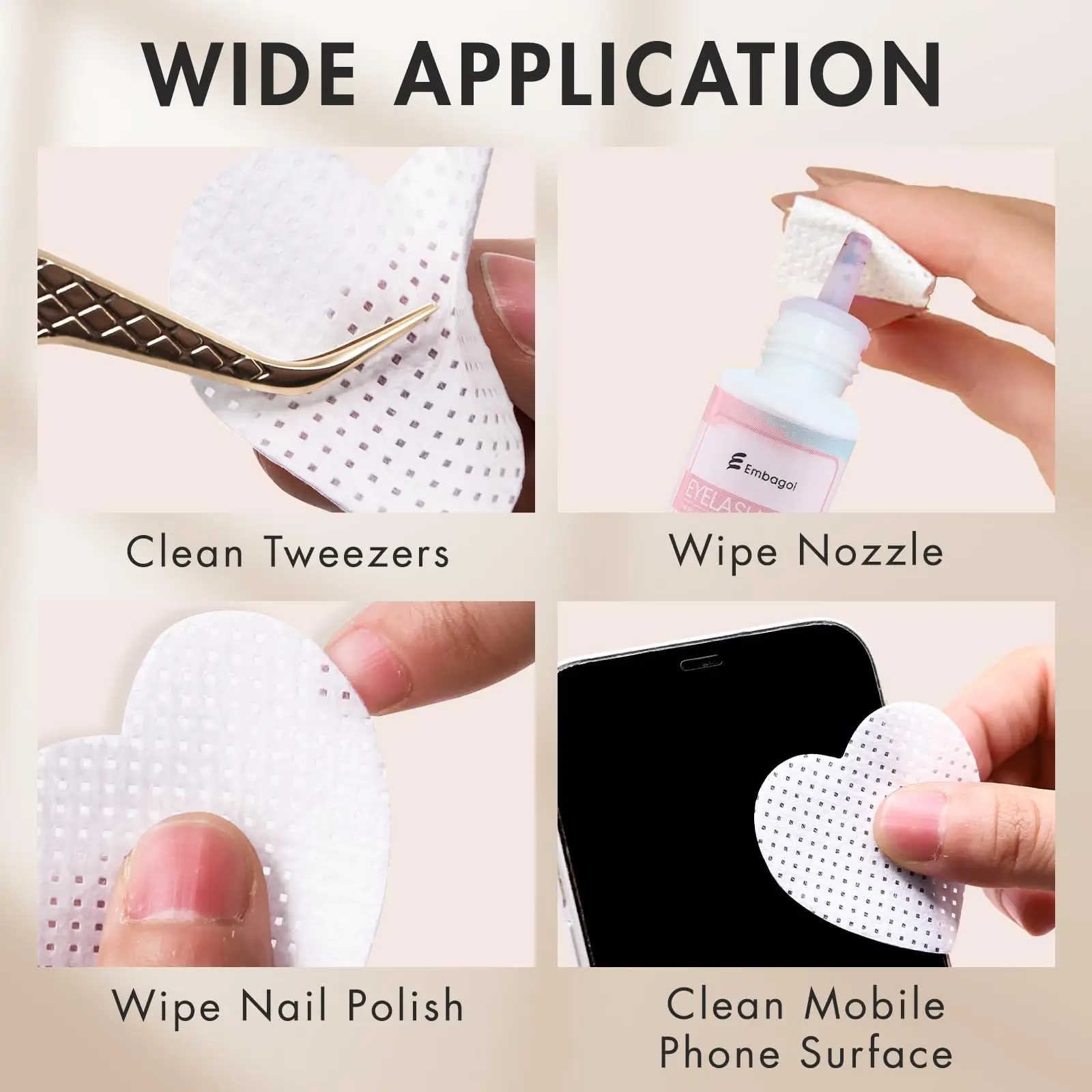 200 Pz/set Salviette Per Unghie Senza Pelucchi Estensione Delle Ciglia Colla Salviette Panno Detergente Tessuto Non Tessuto Gel Per Unghie Smalto Rimozione Tamponi di Cotone