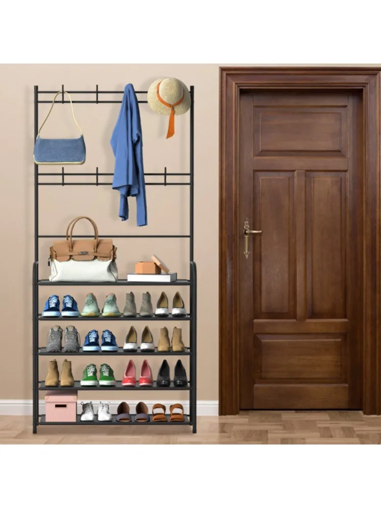 Entrance coat rack and shoe storage rack 5-layer shoe rack independent coat rack clothes and shoe storage rack combination