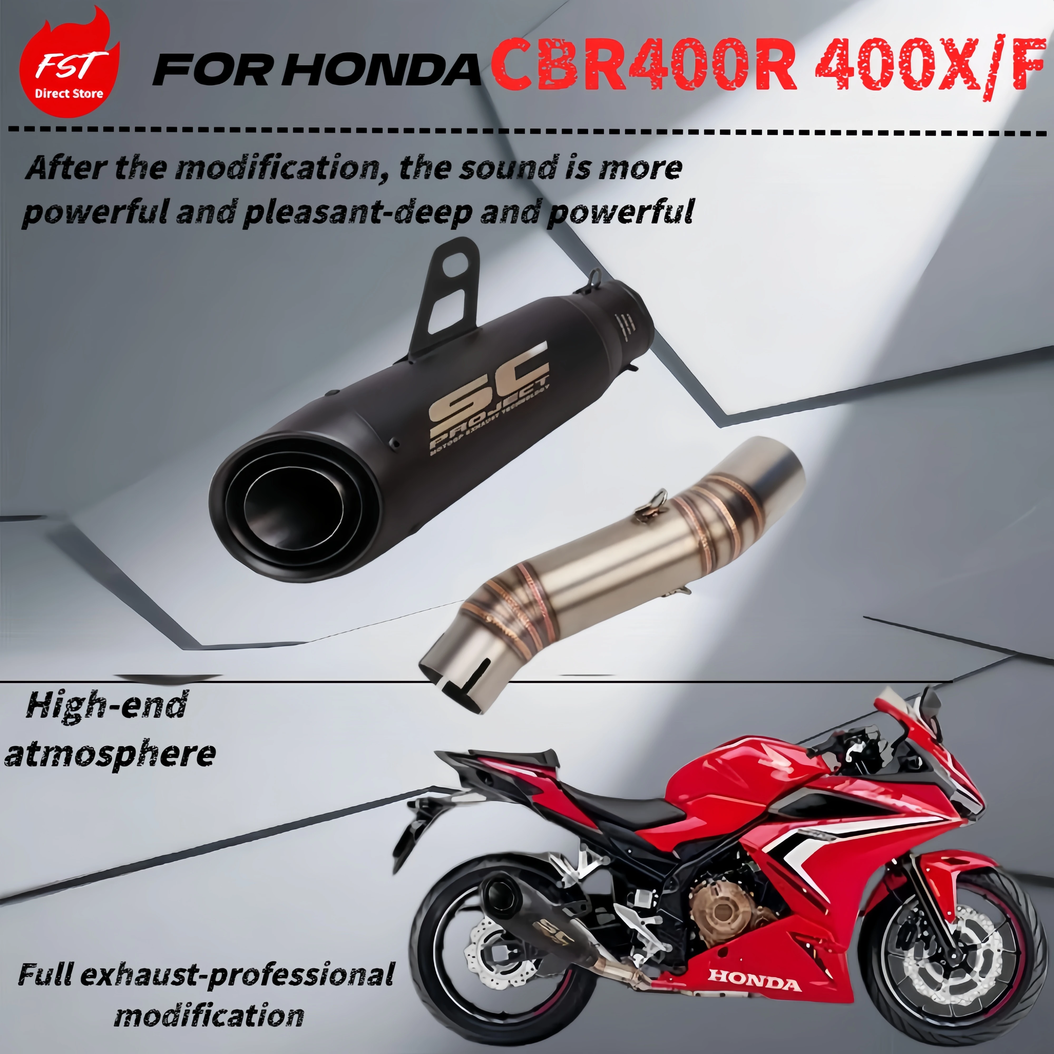

For Honda CBR400R-400X-400F modified exhaust pipe - sc - Scorpio - Yoshimura - mid-tail section accessories - strong sound