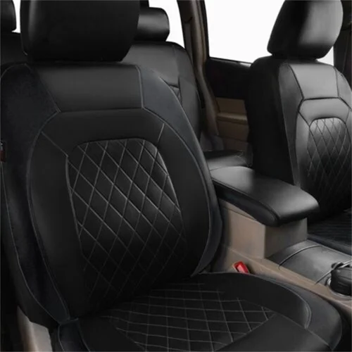 Imagen 2 del producto 9 unids/set Universal conjunto de asiento de coche de cuero PU cojín de asiento de coche almohadilla protectora completamente rodeada antiarañazos accesorios interiores de coche