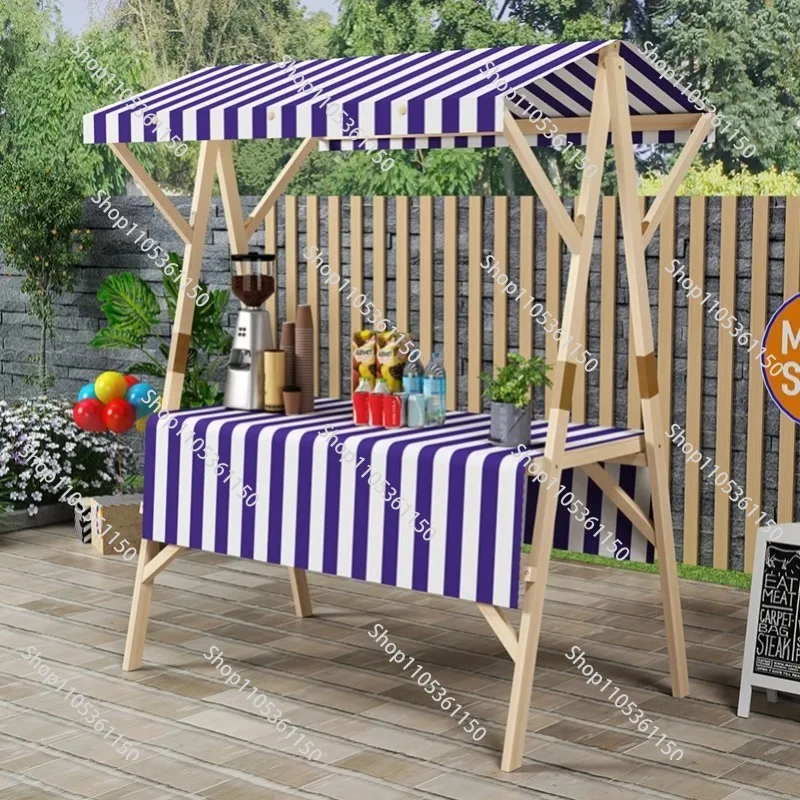 Market Stall Rack Wooden Night Market Custom Small Stall Shopping Mall Snack Cart Mobile Float Folding Stall Car Market