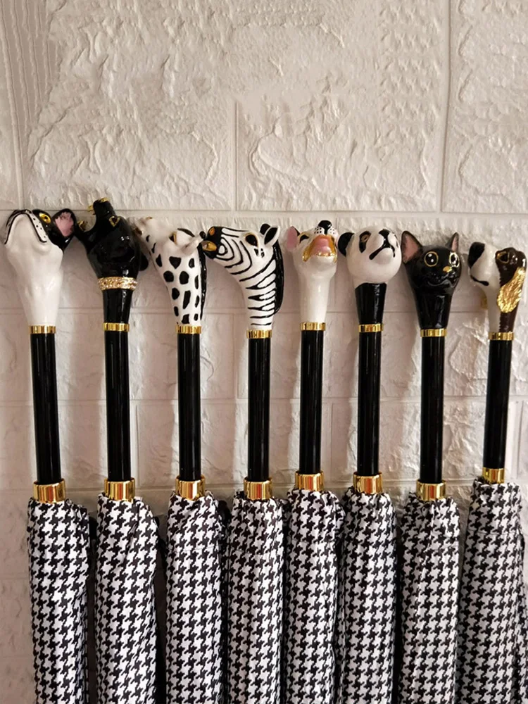 Creative Large Sun Umbrella Windproof Cat Dog Head Kids Umbrella for Girl Rain Women Cute Semi-automatic Umbrellas Paraplu SY320