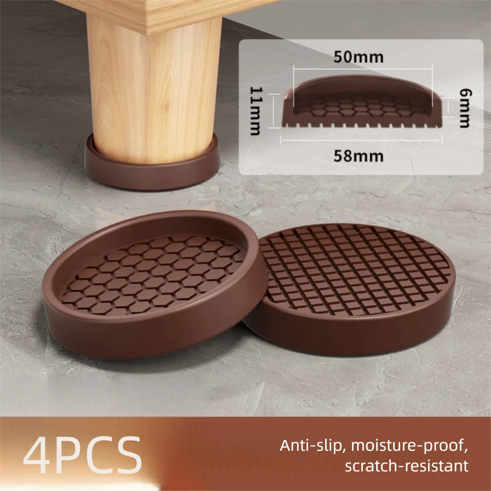 

4PCS with Suction Cup Furniture Coasters Silicone Non Slip Rubber Caster Cups Anti Displacement Furniture Wheel Stoppers