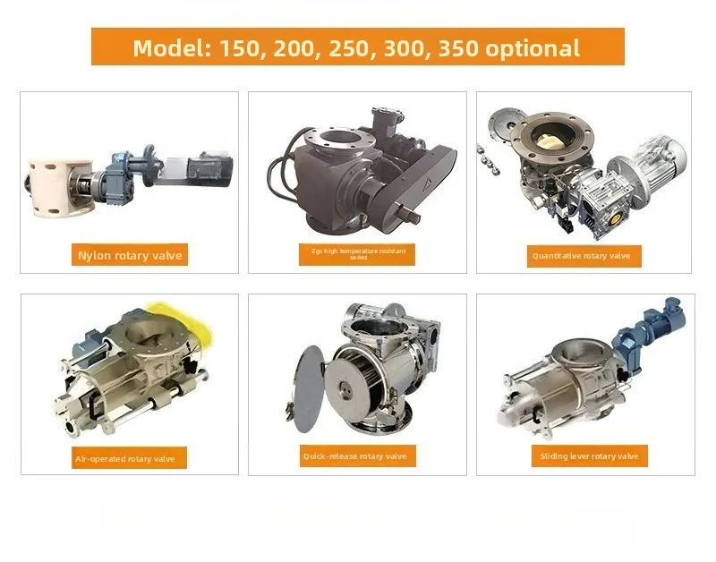Food grade nylon rotary valve, star unloader for lithium battery powder, round mouth ash unloading valve