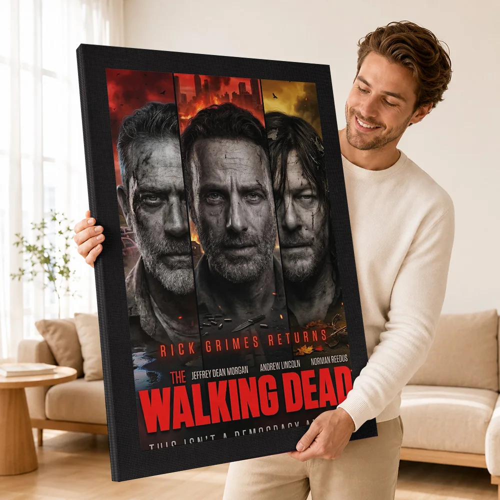 The Walking Dead Rick Grimes Returns Framed Canvas Poster Personalized Vintage Movie Wall Art for Man Cave Decor Ready to Hang - view 3