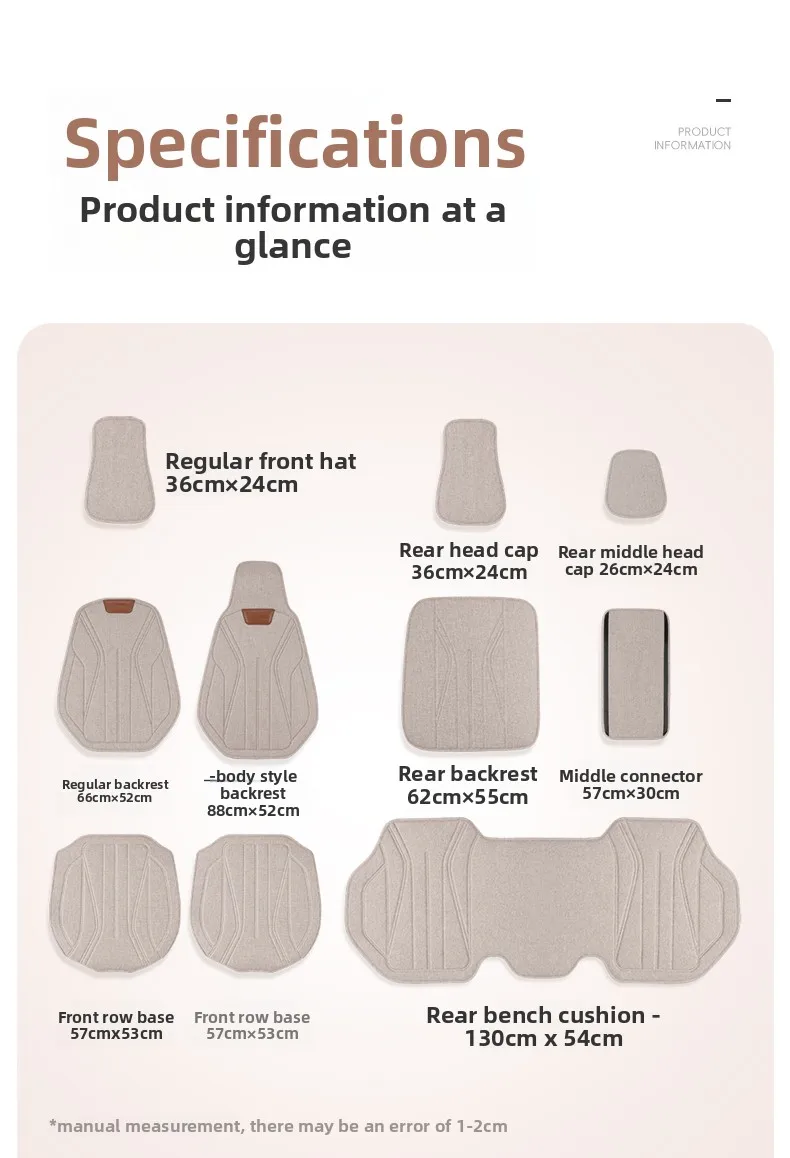 

Universal Split Seat Fully Surrounded Car Seat Cover Breathable Comfortable Luxury Flax Car Seat Cushion Full Seats Cover