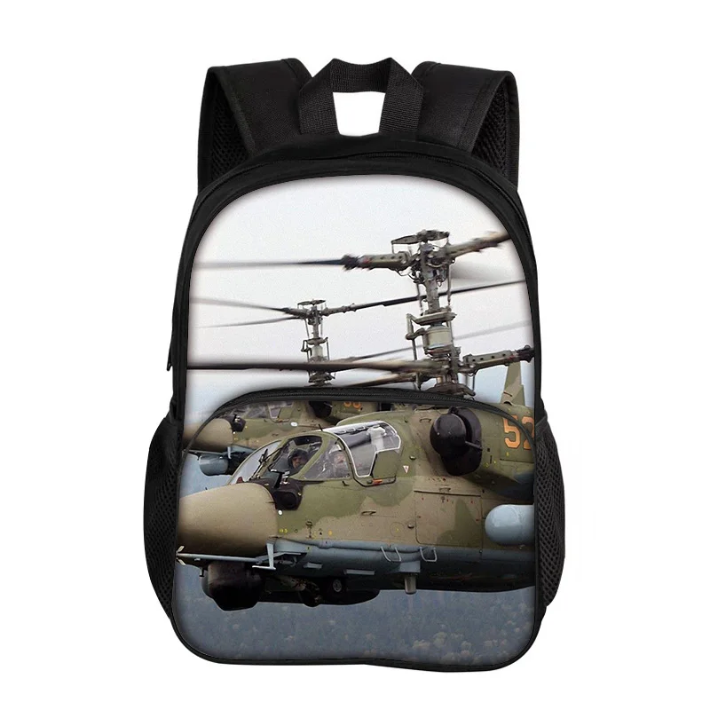 Helicopter large capacity lightweight round front bag backpack new mechanical print best gift for boys and girls in school