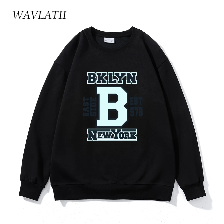 WAVLATII New Women American Style Printed Sweatshirts Female Cotton Red Soft Casual Sporty Long Sleeve Tops for Youngth WH2361