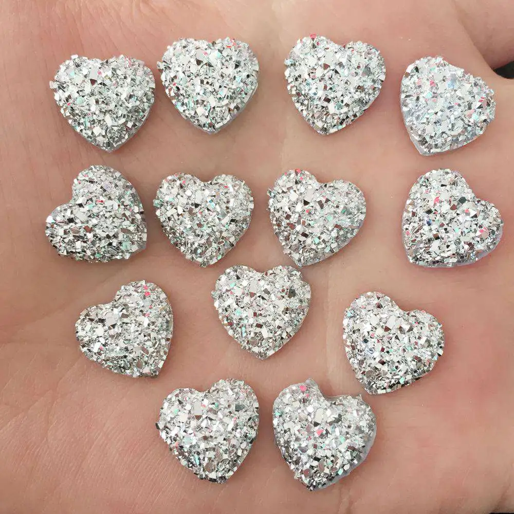 80 Stück AB Harz 12mm Bling Sweet Heart Flatback Strass Ornamente DIY Hochzeit Applikationen Handwerk D50*2