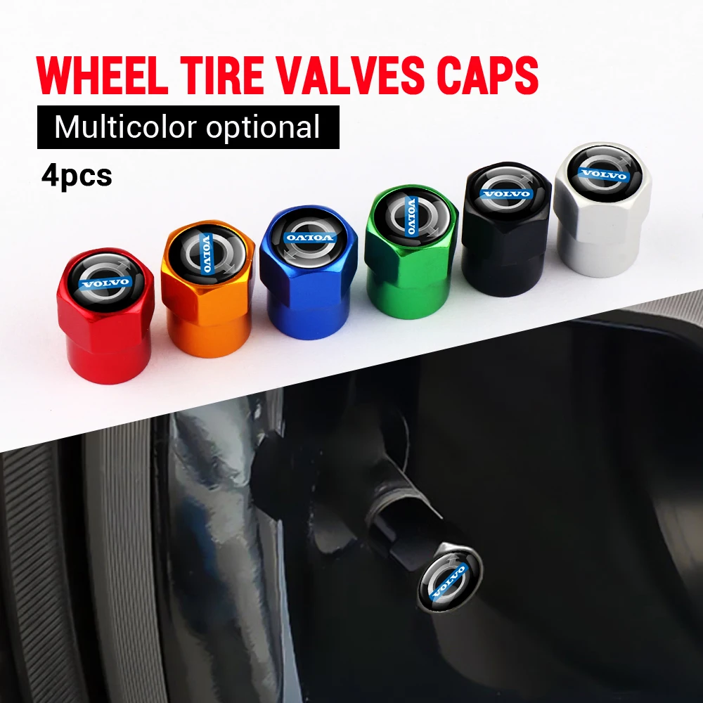 

﻿4PCS Car Wheel Tire Valves Cap Tyre Air Caps Case Tyre Hub Universal Decor For VOLVO RDESIGN XC60 XC90 V60 Car Accessories