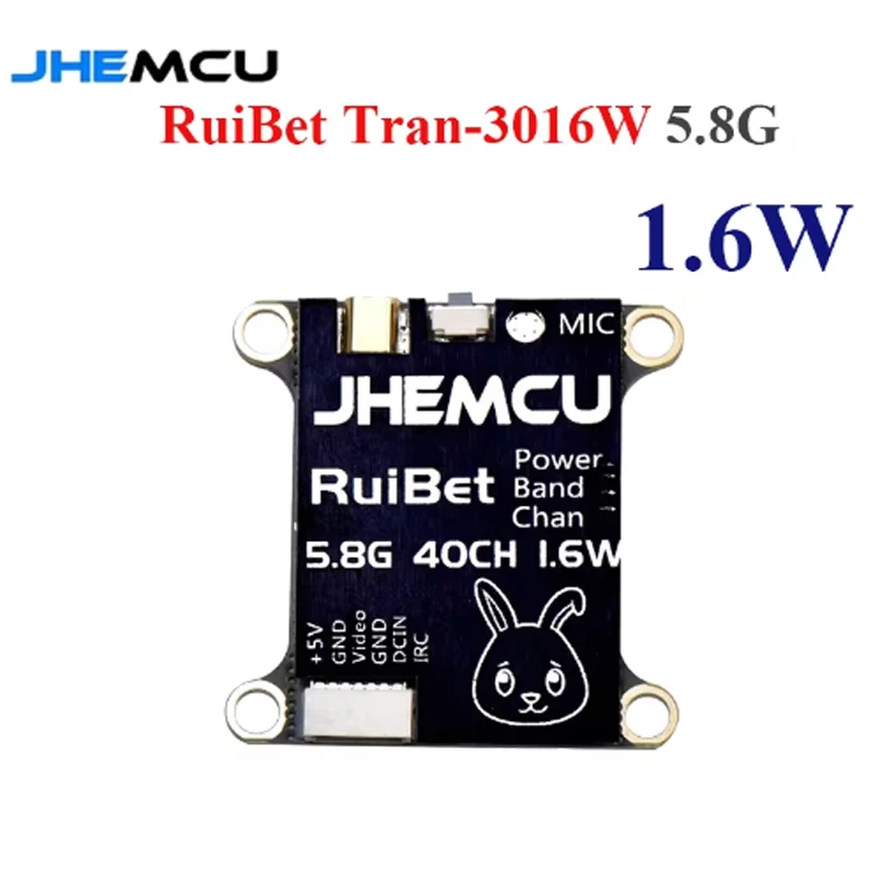 

Встроенный микрофон JHEMCU RuiBet Tran-3016W 5,8G 40CH 1,6 W PitMode, регулируемый VTX, 2-6S, 30x30 мм, для радиоуправляемых летательных аппаратов, FPV