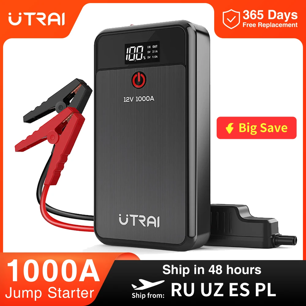 UTRAI JSTAR AIR Jump Starter 1000A 8000mAh Power Bank przenośna ładowarka 12V akumulator Jump Starter LED Light urządzenie do uruchamiania samochodu