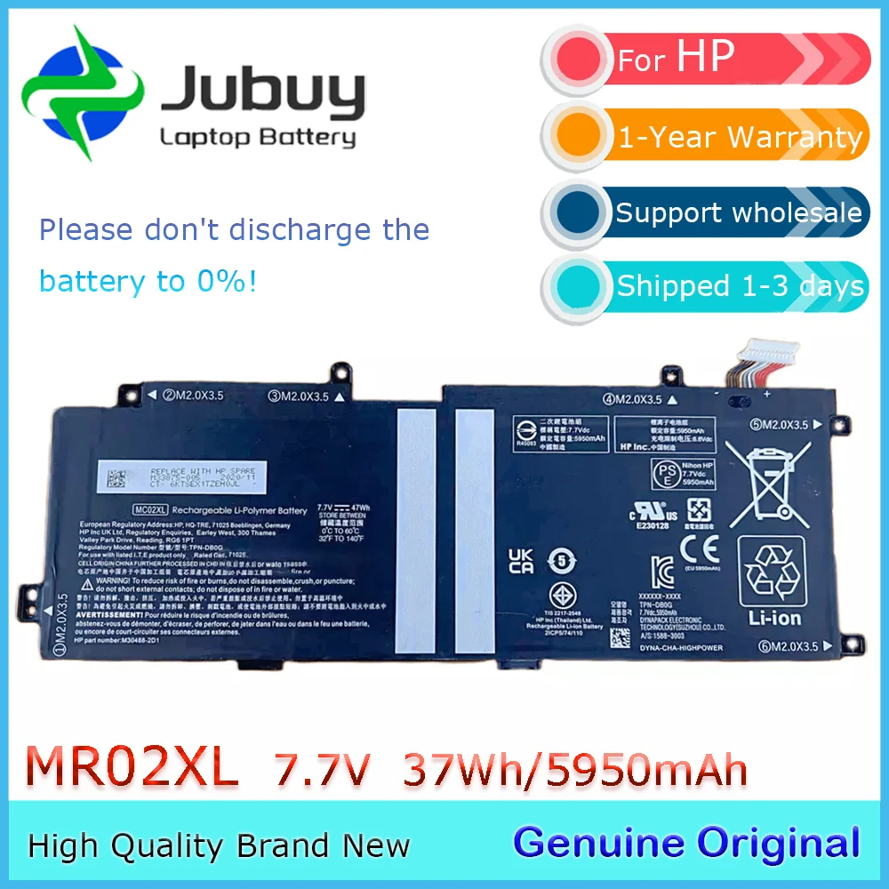 MR02XL 7.7V 47Wh Original Laptop Battery for HP Elite x2 G4 Tablet 12.3