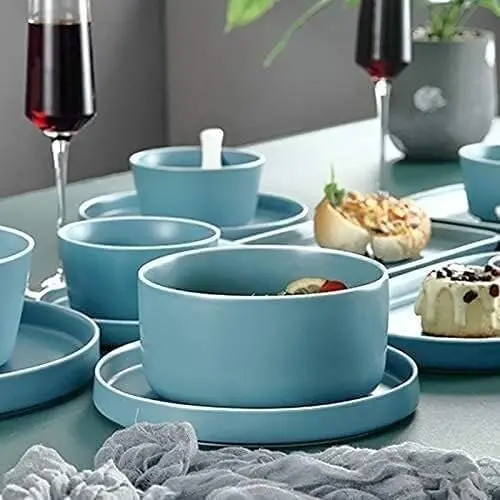 Luxurious Dinner Set for Party, Nordic Style Ceramic Tableware for 6, Creative European China Dishes