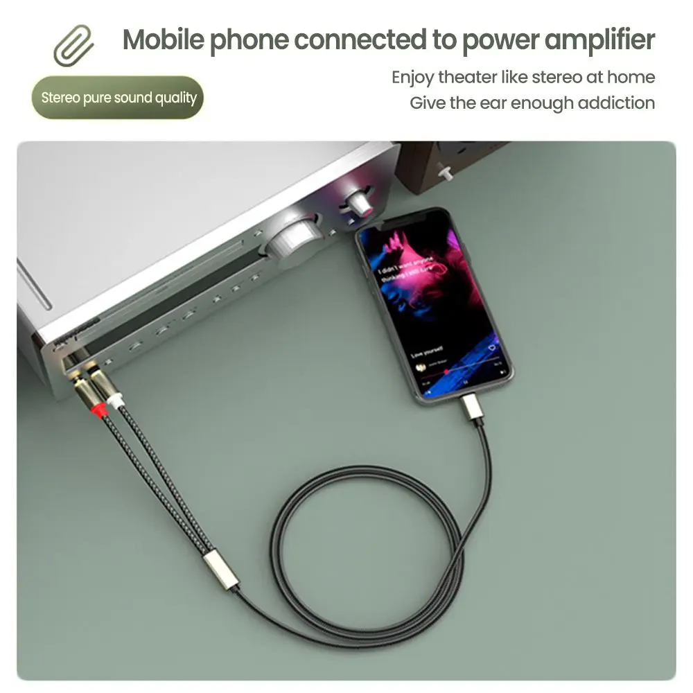 Type C To RCA Audio Cable 2 RCA Aux Cord Converter USB C Audio Line for Laptop Mobile Phone Speaker Amplifier 1m
