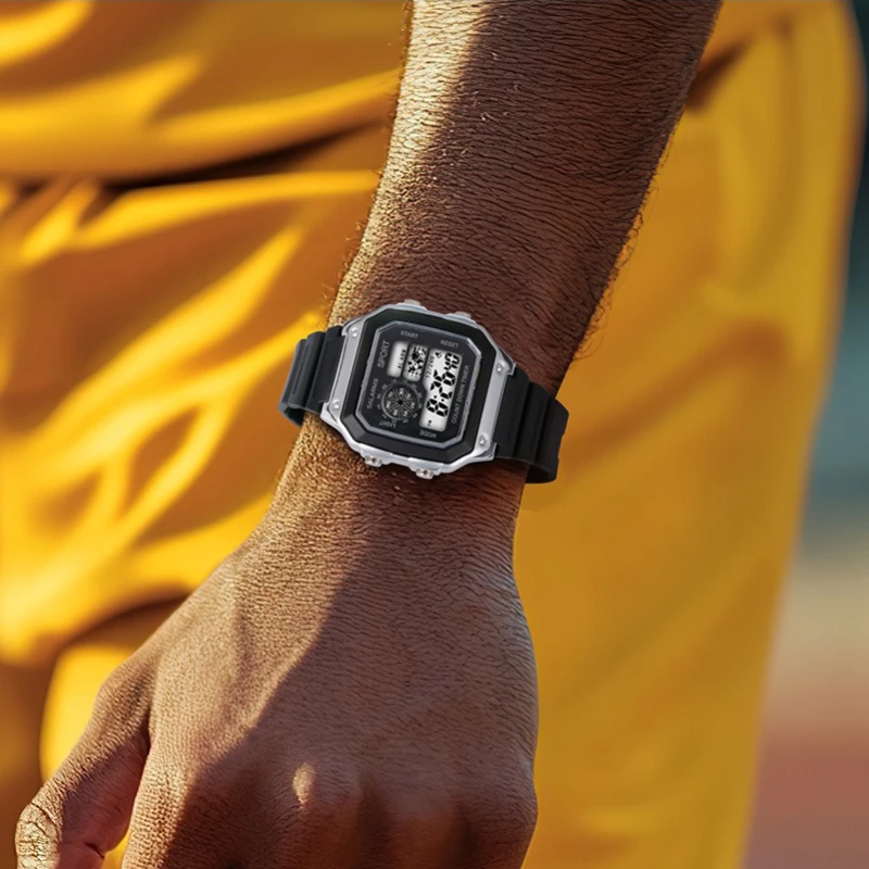 

Цифровые часы, мужские часы, ремешок из нержавеющей стали, спортивные часы с обратным отсчетом, водонепроницаемые светодиодные электронные наручные часы для мужчин, Reloj Hombre