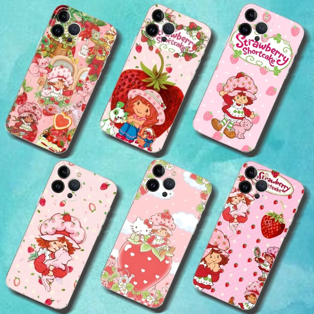 Funda de teléfono s-fresa Vintage S-Shortcake para Iphone 16 15 11 13 14 Pro Max 7 8 Plus X Xr Xs Max 12mini cubierta transparente
