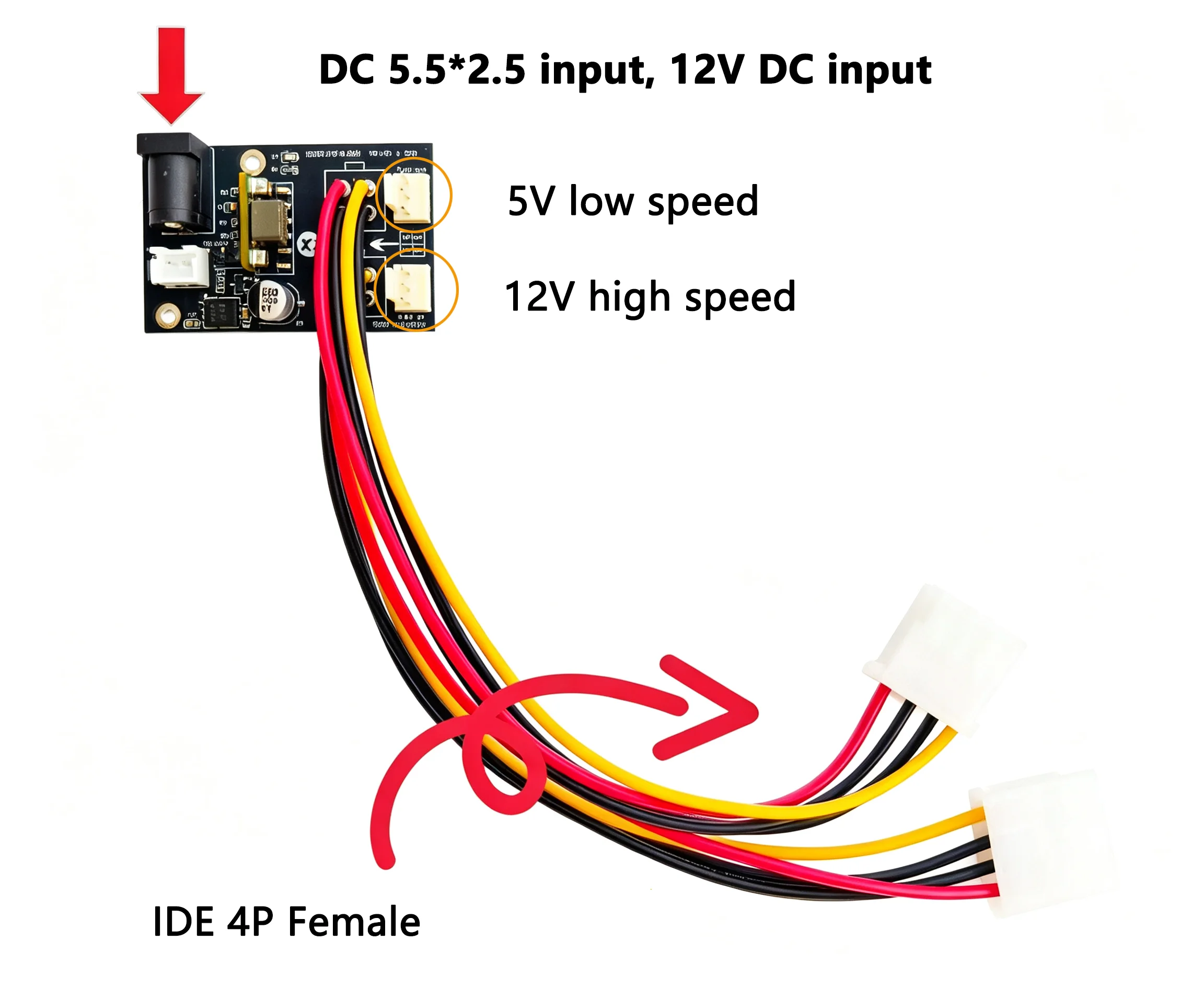 12V to Molex 4Pin Synchronous Power Supply Module 5.5\*2.5 DC Jack IDE Multi Hard Disk Backplane Startup Control Board