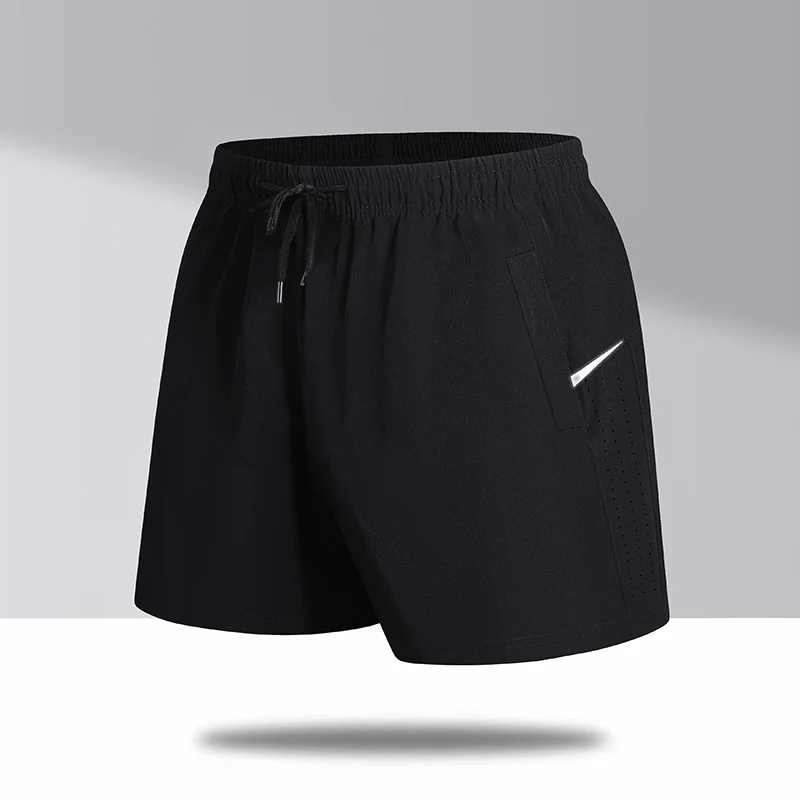 

Свободные тренировочные шорты для мужчин из ледяного шелка, быстросохнущие, для бега, фитнеса, спорта, летние, длиной три четверти, больших размеров