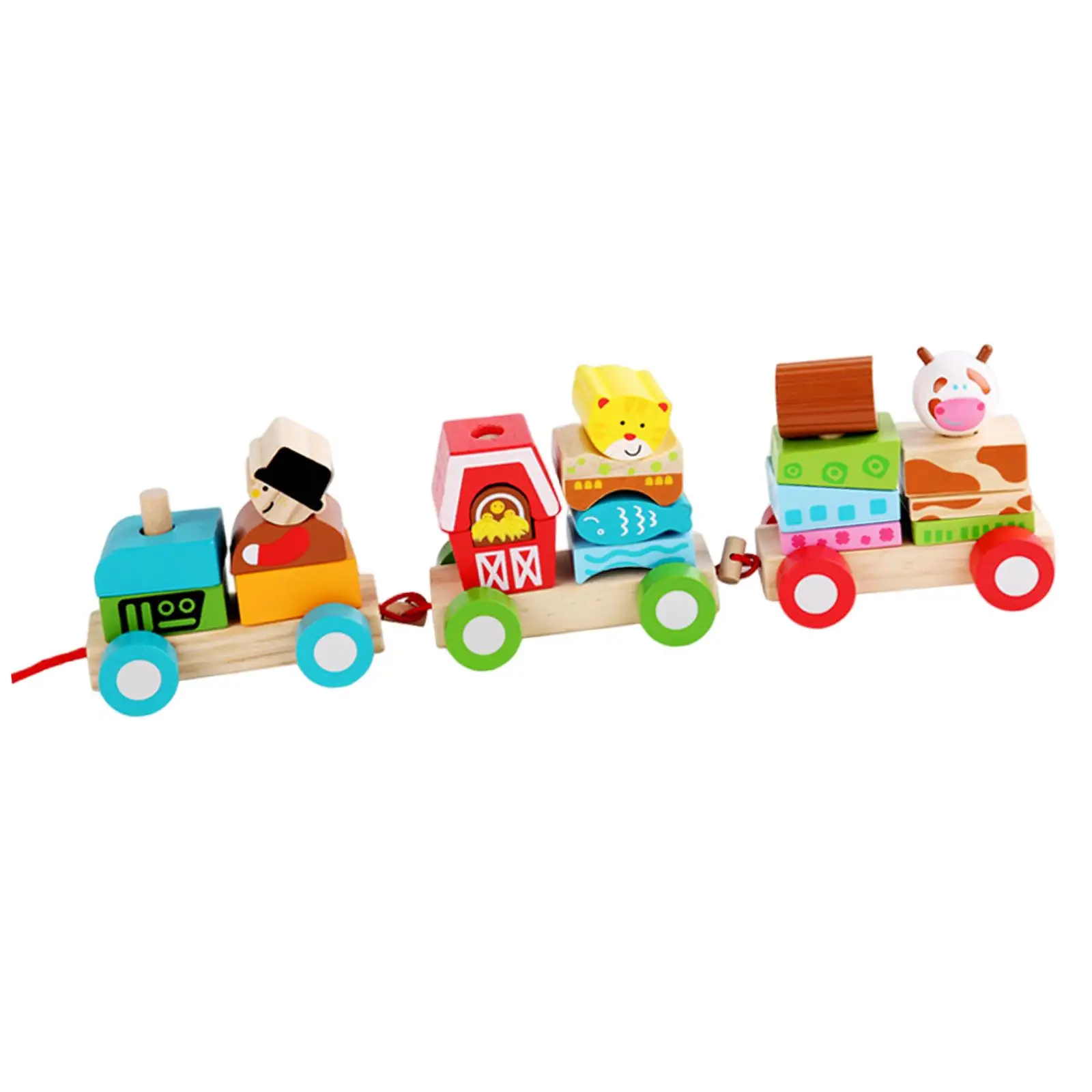

Stacking Train Toy, Wooden Small Trains, Fun Smooth Wooden Train Set, Classic Wooden Toddler Toy, for Christmas Birthday