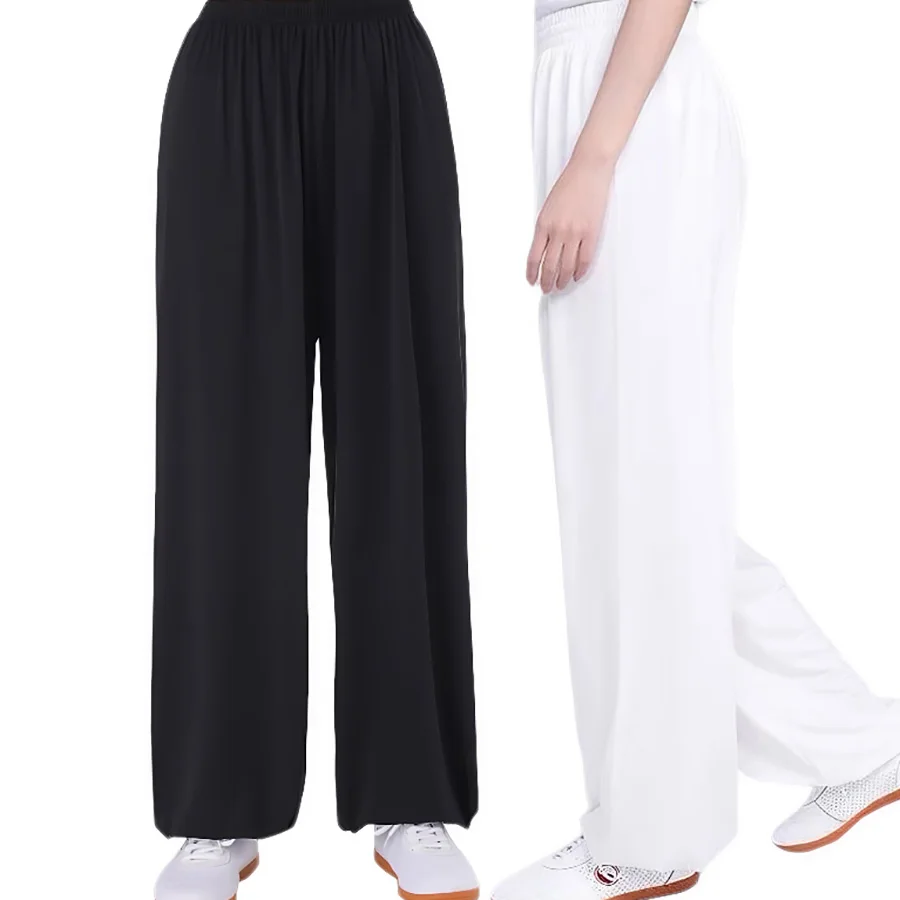 Unisex Tai Chi pants ice silk Tai Chi clothing pants morning exercise summer plus size loose bloomers practice martial arts pant