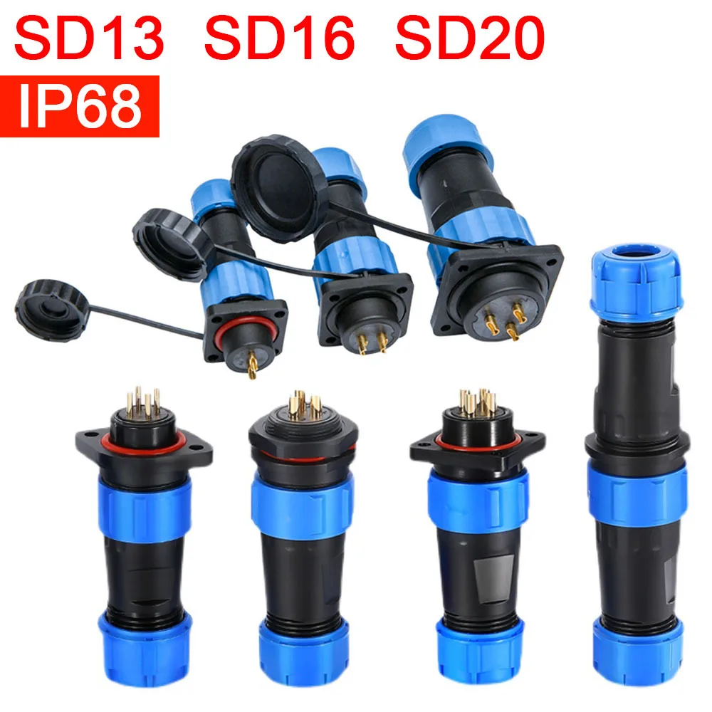 SP13 SP16 SP20 prise d'accueil IP68 étanche prise d'aviation mâle femelle connecteur monté sur panneau 2 3 4 5 6 broches SD13