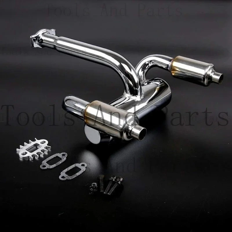 

A43M Metal 2X Twin Exhaust Pipe With Muffler 1/5 HPI Rovan Baja 5B 5T 5SC RC
