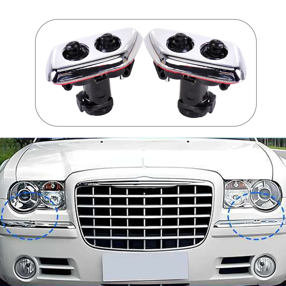 2pcs Car Front Headlight Washer Wiper Nozzle Sprayer Jet Left and Right For Chrysler 300 C 2005 2006 2007 DA805833AA