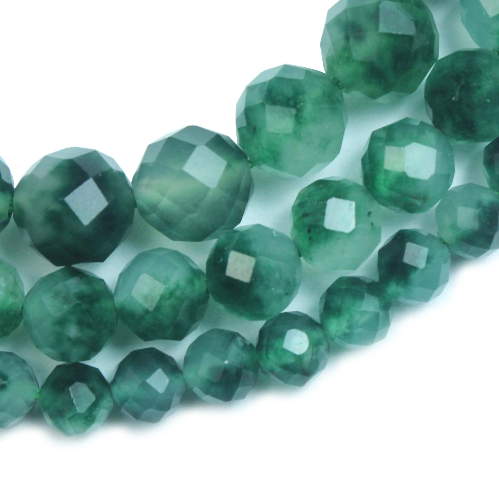 Natural Stone Green Jades Beads With Cut Surfaces for Jewelry Making Strand DIY Bracelet Necklace Jewelry Loose Beads 6/810mm view 5