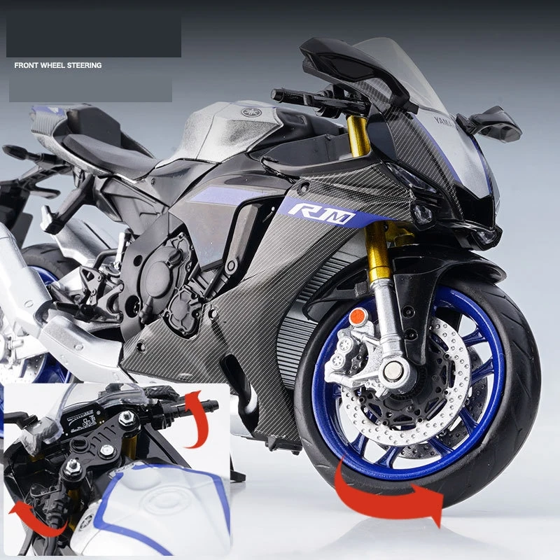 ยามาฮ่า1/12ของเล่น YZF-R1M รถจักรยานยนต์โมเดลโลหะหล่อจากเมือง RMZ สำหรับรถแข่ง1:12ของขวัญของสะสมขนาดเล็กสำหรับเด็กผู้ชายและเด็ก