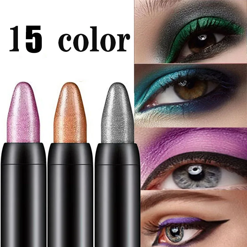 Crayon fard à paupières surligneur 15 couleurs, imperméable, paillettes, mat, nu, Pigment de maquillage, stylo fard à paupières nacré, ver à soie