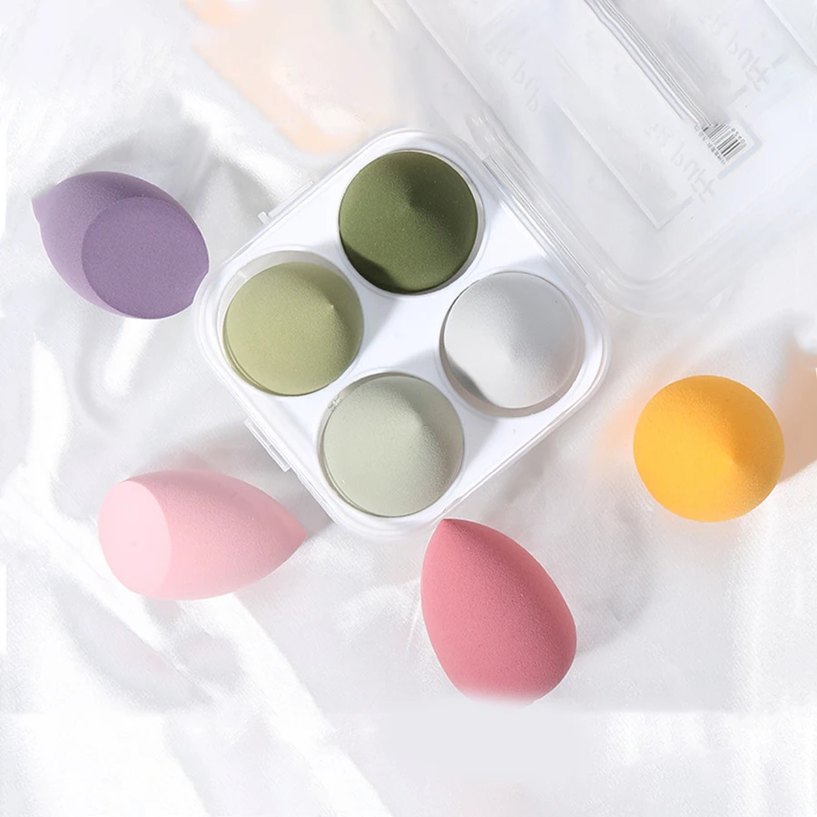 مجموعة إسفنجة مكياج على شكل بيضة مع حامل بيض مبتكر للتخزين المقاوم للغبار والصحة، مسام ناعمة 0.1 ميكرون للمسحوق المتساوي