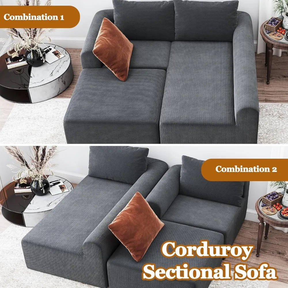 Современный секционный диван с L-образным шезлонгом, модульный диван с глубоким сиденьем для гостиной и спальни, удобная мягкая мебель