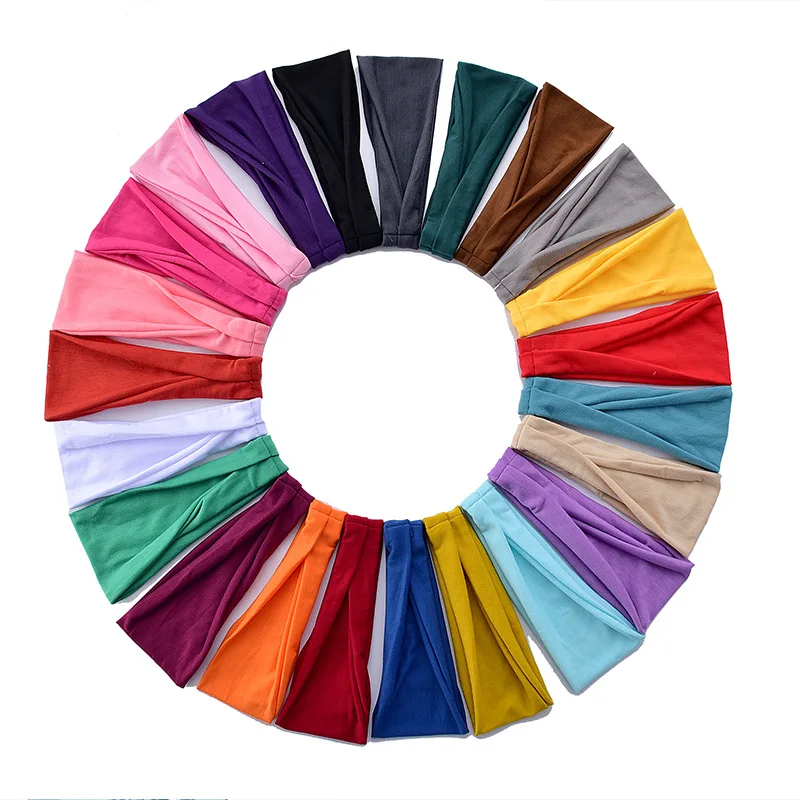 6Pcs Women Headband Solid Twist Cotton Wide Turban Knotted Headwrap Girls Hairband Fashion Hair Accessories Wholesale