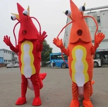 Christmas Shrimp Mascot Costume Lobster Langouste Crawfish Mascot Cartoon Cosplay Dress Halloween Fancy Party Outfit Carnival