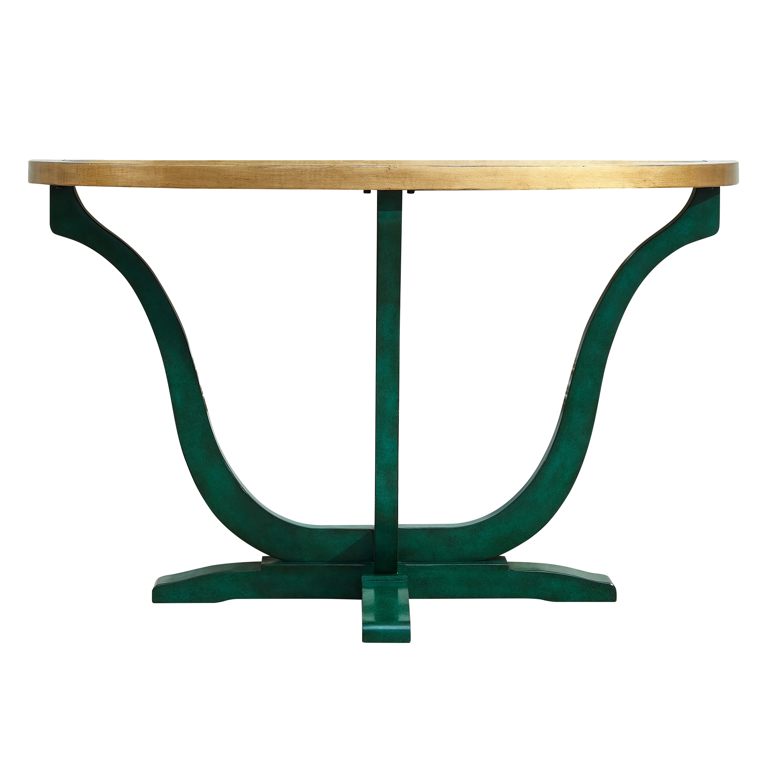 GY Entrance Cabinet Mild Luxury Retro Side Table All Solid Wood Corridor Table Console Half round Table Green