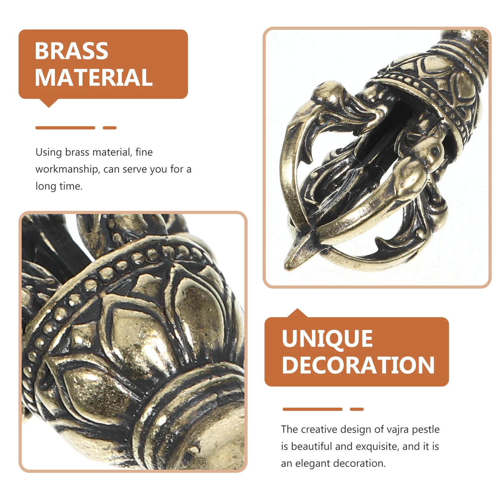 

Brass Vajra Pestle with Dharma Symbol Retro Metal Art for Living Room Decor Unique Spiritual Brass Craft Ornament